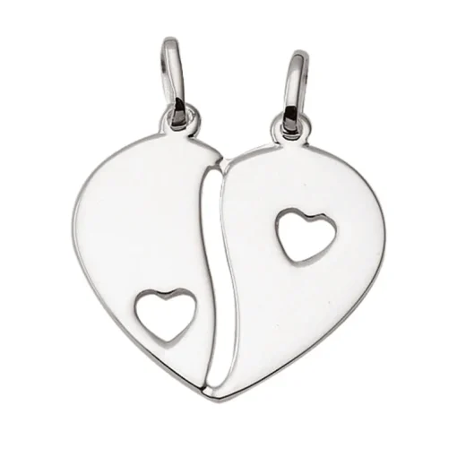 Anhänger "Herz" 2 Teile mit Ausstanzungen in 925 Sterlingsilber