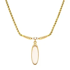 Bergkristall-Collier Gelbgold