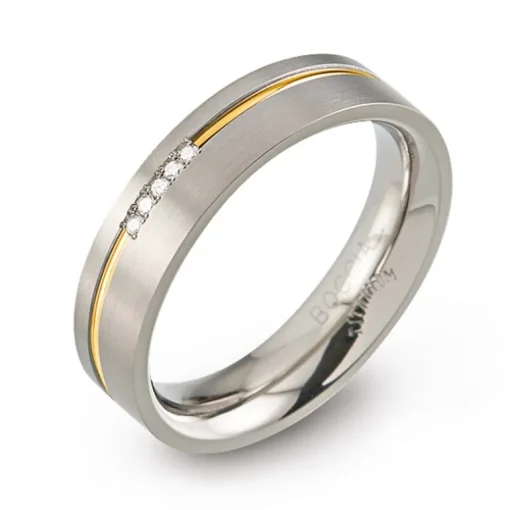 BOCCIA Brillant-Ring Titan, teil-vergoldet