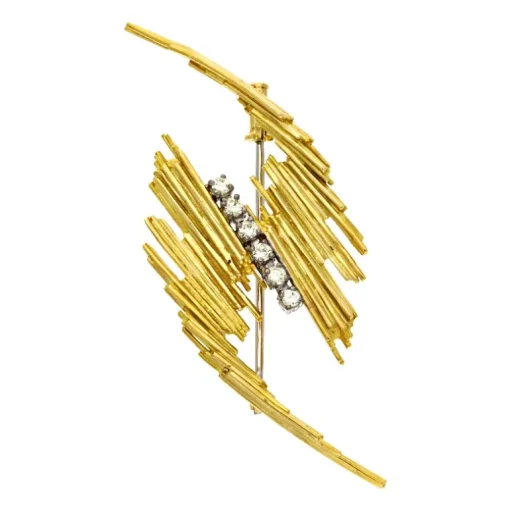 Brillant-Brosche Gelbgold