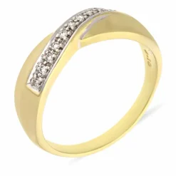 Brillant-Ring Gelbgold teil-rhodiniert