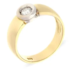 Brillant-Ring Gelbgold teil-rhodiniert