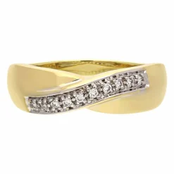 Brillant-Ring Gelbgold teil-rhodiniert