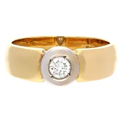 Brillant-Ring Gelbgold teil-rhodiniert