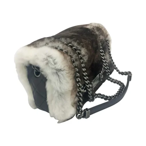 Chanel 'Chinnchilla Pelz Classic Flap' Grau