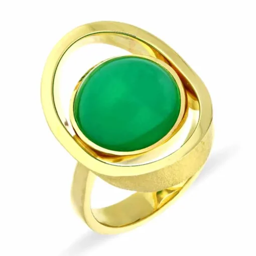 Chrysopras-Ring Gelbgold
