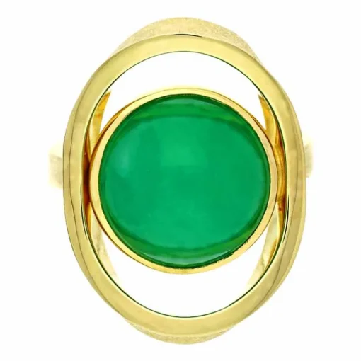 Chrysopras-Ring Gelbgold