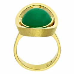 Chrysopras-Ring Gelbgold