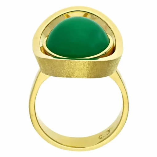 Chrysopras-Ring Gelbgold