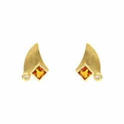 Citrin-Ohrstecker Gelbgold