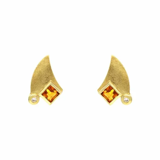 Citrin-Ohrstecker Gelbgold