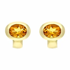 Citrin-Ohrstecker Gelbgold