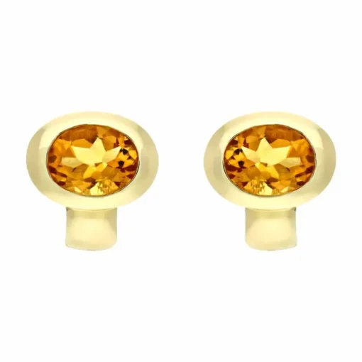 Citrin-Ohrstecker Gelbgold