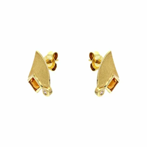 Citrin-Ohrstecker Gelbgold