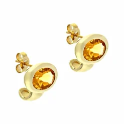 Citrin-Ohrstecker Gelbgold