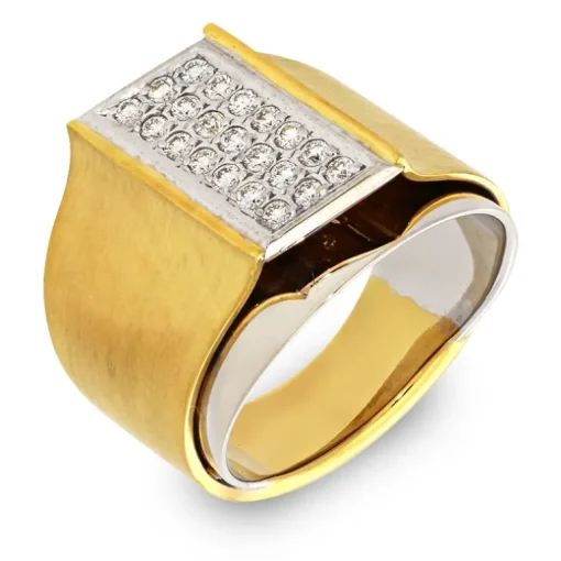 Damenring in Gelb- und Weißgold mit Brillanten
