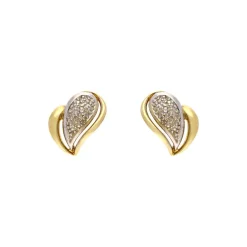 Diamant-Ohrstecker Gelbgold teil-rhodiniert