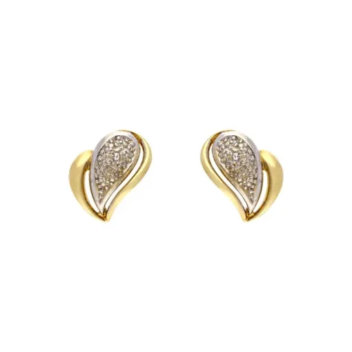 Diamant-Ohrstecker Gelbgold teil-rhodiniert