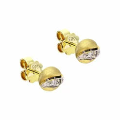 Diamant-Ohrstecker Gelbgold teil-rhodiniert