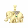 Edelstein-Anhänger Elefant Gelbgold teil-rhodiniert