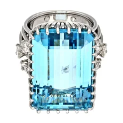 1970er Vintage Cocktail-Ring 'Aquamarin'
