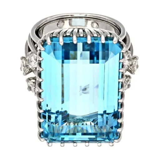 1970er Vintage Cocktail-Ring 'Aquamarin'