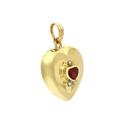 Granat-Herz-Anhänger Gelbgold