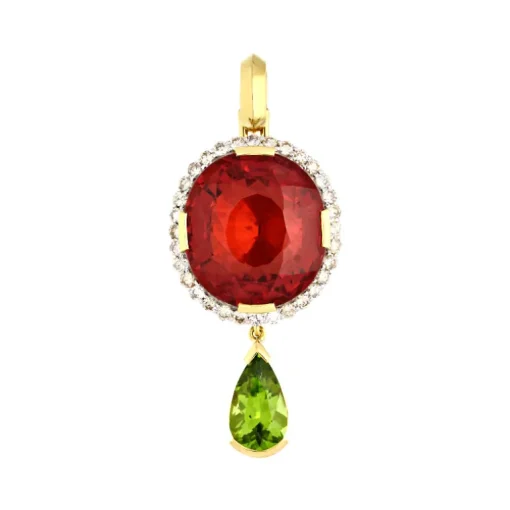 Großer Anhänger 'Rubellit & Peridot'