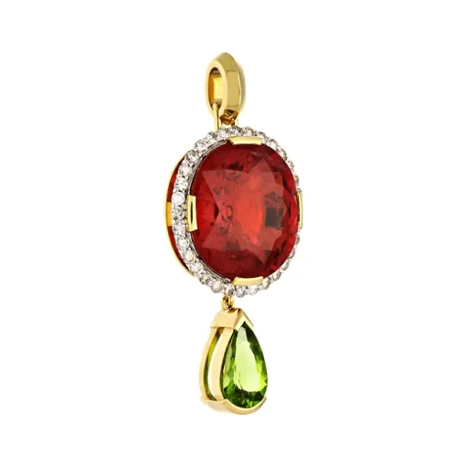 Großer Anhänger 'Rubellit & Peridot'