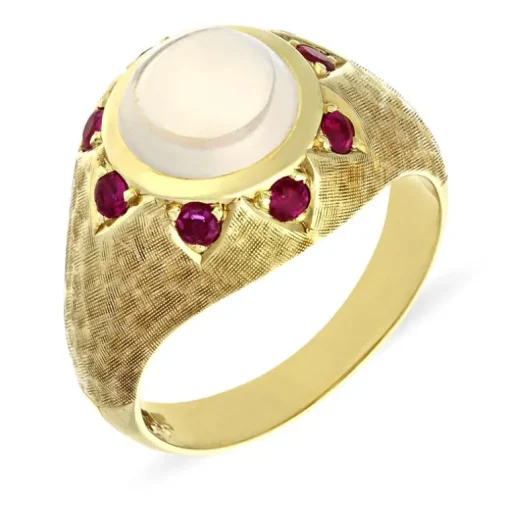 Mondstein-Ring Gelbgold