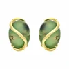 Nephrit-Jade Ohrclips Gelbgold