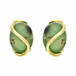 Nephrit-Jade Ohrclips Gelbgold