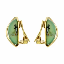 Nephrit-Jade Ohrclips Gelbgold