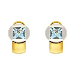 Ohrstecker in Gelb- und Weissgold mit Aquamarin