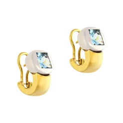 Ohrstecker in Gelb- und Weissgold mit Aquamarin