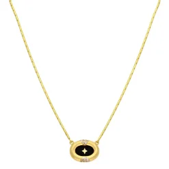 Onyx-Collier Gelbgold