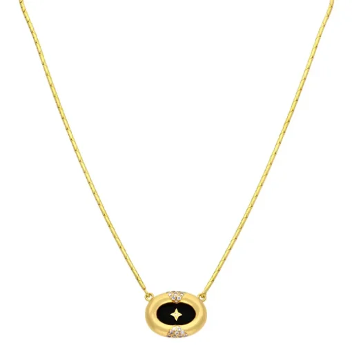 Onyx-Collier Gelbgold