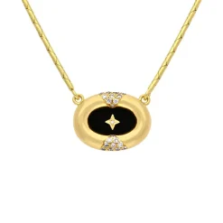 Onyx-Collier Gelbgold