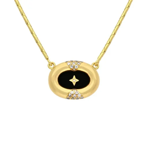 Onyx-Collier Gelbgold