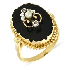 Onyx-Ring Gelbgold
