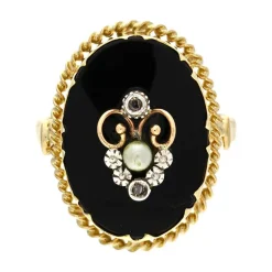 Onyx-Ring Gelbgold