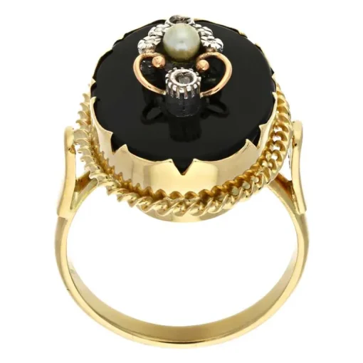 Onyx-Ring Gelbgold