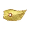 Perl-Brosche 'Blatt' Bicolor