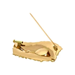 Perl-Brosche 'Blatt' Bicolor