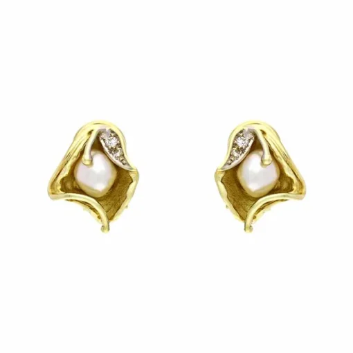 Perl-Clip-Ohrstecker Gelbgold
