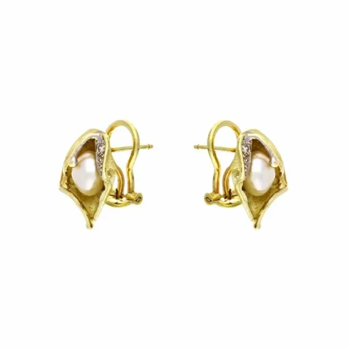 Perl-Clip-Ohrstecker Gelbgold