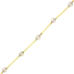 Perl-Röhrchen-Kette 'endlos' Gelbgold