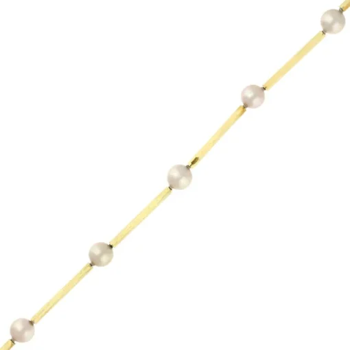 Perl-Röhrchen-Kette 'endlos' Gelbgold