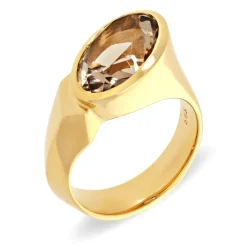 Rauchquarz-Ring Gelbgold