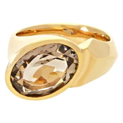 Rauchquarz-Ring Gelbgold